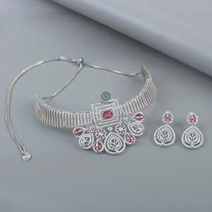 Alice CZ Designer Pearl Bridal Choker Set 18K Gold Plated - Product Image 1