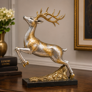 Sculpture d'art moderne en métal argenté et doré en forme de cerf, écologique, durable, faite à la main, pour la décoration de la maison, de la table et du salon, taille personnalisée pour Diwali - Product Image 1