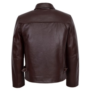 Chaqueta de Cuero Vacuno para Hombre, Estilo Indiana Jones, 100% Genuina, Color Marrón, Cuello Camisero Clásico, Fabricante OEM/ODM - Product Image 2
