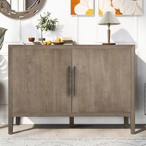 Armadio credenza in legno in stile U con 2 maniglie in metallo e 2 porte per ingresso o soggiorno in corridoio - Product Image 1