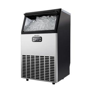 Machine à glaçons commerciale EUHOMY, 100 lb/24 h, en acier inoxydable, à installer sous le comptoir, avec capacité de stockage de 33 lb de glace - Product Image 1