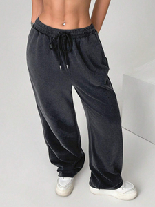 Pantalon ample surdimensionné personnalisé pas cher pour femme, coupe mi-haute décontractée, coupe-vent hiver, streetwear écologique, mode décontractée large - Product Image 1