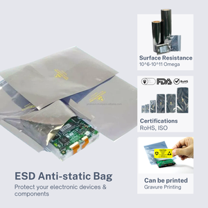 Sac de protection antistatique ESD sur mesure en usine, argenté métallisé, à ouverture supérieure pour l'emballage de circuits imprimés (PCB) et de composants électroniques (IC) - Product Image 6