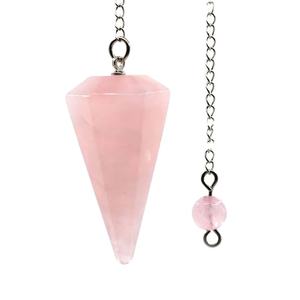 Péndulo de cuarzo rosa de cristal NATURAL para limpieza, péndulo curativo de potencia, venta al por mayor de fábrica - Product Image 1