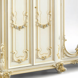 Traditional Classic Wardrobe Solid Mahogany <b>Mirror</b> Door French Style Floral Carving Ivory Finish Bedroom Furniture Customized - Product Image 3