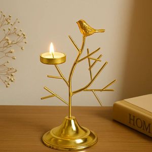 Gold Brass Bird Tree T-Light Candle Holder Decorative <b>Tea</b> Light <b>Stand</b> for Home Decor Table Centerpiece - Product Image 5