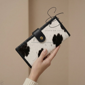 Genuine Hair-On Cowhide Leather <b>Wallet</b> for Women Long Checkbook <b>Wallet</b> with Snap Closure, Card Cash Holder Large Vintage Clutch - Product Image 4