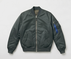 Chaqueta Bomber para Hombre, Color Sólido, Cierre de Cremallera, Resistente al Viento, Prenda Exterior Informal, Corte Regular, Material de Poliéster, Cuello Camisero - Product Image 1