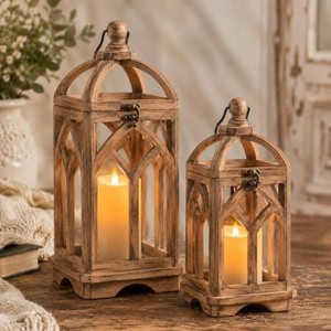 Handcrafted Birch Wood <b>Lanterns</b> with Gothic Design - Wholesale Decorative Wooden <b>Lanterns</b> - Product Image 1