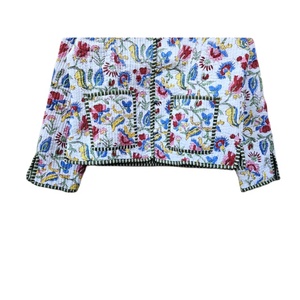 Veste élégante pour femmes indiennes, faite à la main, légère, réversible, écologique, col en V, manches longues, automne/hiver, coton, imprimé animal - Product Image 5