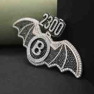 Colgante Personalizado de Batman con Incrustaciones de Diamantes, 2300 Bail, Número Personalizado, Acero Inoxidable, Chapado en Platino Cultivado en Laboratorio, 6.40 CT, Joyas DOPE, Moderno - Product Image 2