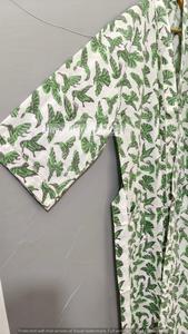 Kimono largo de mujer con estampado indio a rayas, cuello en V, manga larga, hecho a mano, para estar en casa, verano y primavera - Product Image 4