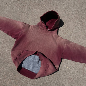 Sweat à capuche personnalisé en polaire épais bicolore avec surpiqûres contrastées, coupe unisexe à épaules tombantes - Product Image 2