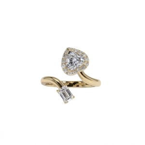 Anillo de Diamantes Toi Et Moi con Corazón y Esmeralda - Oro de 9k, 14k y 18k - Product Image 5