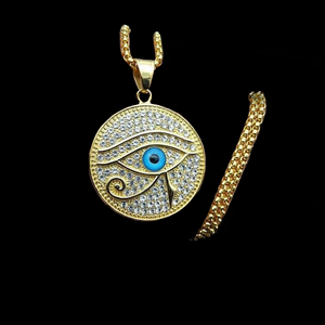 Top Quality <b>Solid</b> <b>Gold</b> Plated the Eye of Horus <b>Pendant</b> Crystal Diamond African Ethnic Egyptian Jewelry Gift For Her - Product Image 5