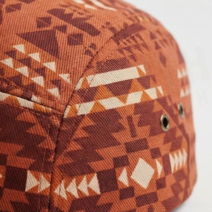 Ethnic Geometric Pattern 5-Panel Baseball <b>Cap</b> Unisex Fitted <b>Flat</b> Brim Twill Hat Spring <b>Summer</b> Casual Style Adult - Product Image 5