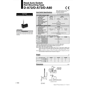SMC Pneumatics Auto Switch Servicio de cumplimiento de la variante manual de D-A72 - Product Image 2