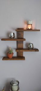 Étagère murale en bois, design vintage, étagère et panneaux en bois poli faits à la main pour la maison et la décoration murale - Product Image 6