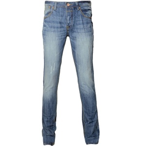 Jean en denim délavé coupe slim à jambe droite pour homme, taille mi-haute, en coton, décontracté, pour l'automne - Product Image 3