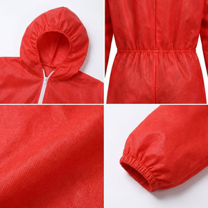 Combinaison de protection jetable non tissée avec capuche, fermeture éclair et poignets élastiques pour la construction et le nettoyage - Product Image 6