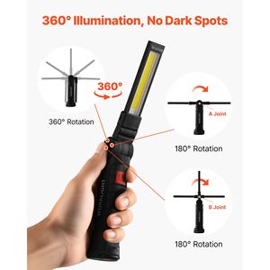 "1200mAh Rechargeable LED Work Light with Magnetic Base & 360 Rotation-5 <b>Lighting</b> Modes for Mechanics <b>Workshop</b>" - Product Image 3