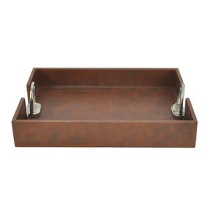 Luxury Breakfast <b>Serving</b> <b>Tray</b> With <b>Gold</b> Horse Bit Handles Decorative <b>Trays</b> Eco Friendly Food Grade Leather <b>Tray</b> For Restaurants - Product Image 3
