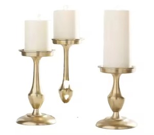 Support à bougies en métal élégant, porte-bougie stylé, centre de table, décoration intérieure - Product Image 5