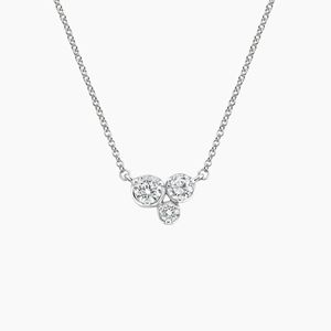 Round Cut Moissanite 3 Stone Sterling Silver Platinum/Gold/Silver Plated Cute Party Style <b>Pendant</b> for Women - Product Image 2