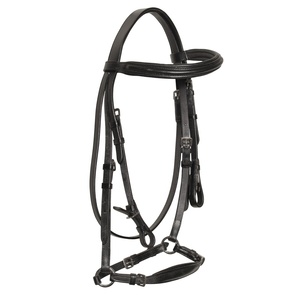 Brida de cuero negro y marrón con logotipo personalizado con accesorios plateados Sillín de Carreras de Caballos INGLÉS DE LA India - Product Image 1