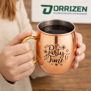 Mug Moscow Mule personnalisable 100% cuivre 400ml, écologique, réutilisable, en métal, pour les fêtes, avec poignée, anti-fuite, personnalisable - Product Image 4