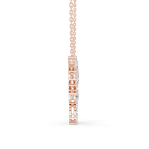 Collar de diamantes cultivados en laboratorio con diseño de hoja en oro – Collar de diamantes nupcial con racimo floral inspirado en la naturaleza - Product Image 6