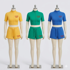 Conjunto de 3 piezas personalizado de algodón acanalado para mujer, ropa casual de manga larga y leggings, conjunto de descanso 2026 - Product Image 1
