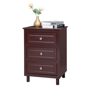 Comodino Grande in Stile Country con Tre Cassetti 45*38*63cm Marrone - Product Image 1