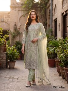 Indian Traditional Soft <b>Net</b> with Heavy Embroidery Work Salwar Kameez for Wedding Occasion and Festive Party for Women Fancy Wear - Product Image 3