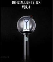 Bâton lumineux officiel BTS, modèle Ver.4 KR, design en plastique noir pour les fans de musique K-Pop coréenne, adapté à tous les âges