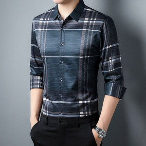 เสื้อเชิ้ตแขนยาวลายสก๊อตสำหรับผู้ชาย ปกคอพับได้ ระบายอากาศได้ดี ผ้าซาติน สไตล์ลำลองสมาร์ท สำหรับฤดูใบไม้ผลิ - Product Image 6