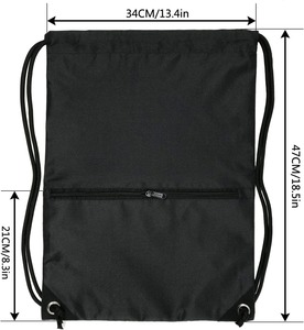 Custom Drawstring Backpack Bag Sports Gym Sack pack Water Resistant Polyester Cinch Bag With Zipper Pocket For Yoga Travel - Product Image 3
