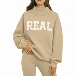 Women's Pink Oversized Turtleneck SMALE Sweatshirt Letter Print Cotton Pullover Autumn Streetwear Long Sleeve <b>Mock</b> <b>Neck</b> <b>Top</b> - Product Image 4
