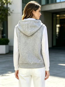 Women's Lightweight Sleeveless Hooded Vest Zip-Up Hoodie Terry Pullover Pocket Casual Streetwear Autumn Winter Made Bangladesh - Product Image 3