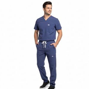 Conjunto de Uniforme Médico de Algodón para Hombre, Ropa de Doctor de Hospital Personalizada, Fabricante OEM, Trajes Quirúrgicos Transpirables - Product Image 1