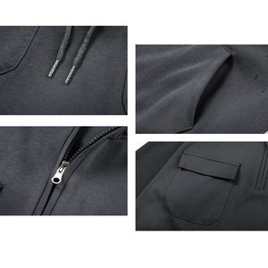 Sudadera con Capucha y Cierre de Cremallera de un Cuarto para Hombre, Color Negro, con Bolsillos, Corte Regular, Estilo Casual para Otoño, Material de Felpa - Product Image 2