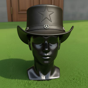 Chapeau haut de forme en cuir noir fait main de qualité supérieure, avec découpe tourbillonnante, style steampunk gothique - Product Image 4