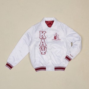 Chaqueta Varsity de Satén Premium para Hombre 2026, Chaqueta Bomber de Satén Blanca con Parches de Chenilla Marrón, Estilo Urbano HD - Product Image 1