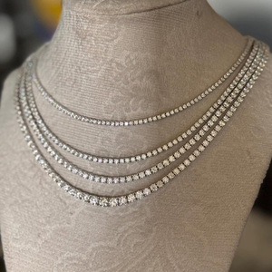 Collier multi-brins en moissanite argentée, bijoux élégants et scintillants de luxe pour femmes, pour mariage, fête et usage quotidien - Product Image 3