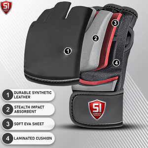 Guantes de Entrenamiento Unisex de Medio Dedo de PU de SUMROOS INDUSTRY, Cierre Ajustable con Gancho y Bucle para MMA, Boxeo, Artes Marciales, Personalizables - Product Image 5
