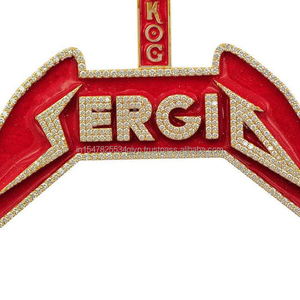 Pendentif personnalisé en or rose, or blanc et argent 925, serti de pierres, style hip-hop, bijoux fins, moissanite VVS certifiée IGI, idéal pour un cadeau - Product Image 4