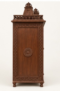 Exclusive Pooja <b>Cabinet</b> with Double Doors Handcrafted Teak Wood Puja <b>Cabinet</b> Home Australia Closed Door Wooden Temple Manufactur - Product Image 2