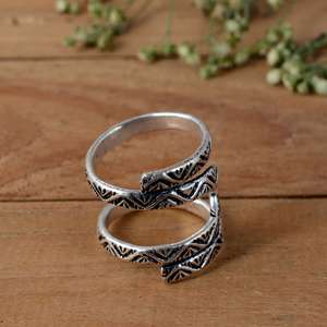 SHYAM JEWELRS Luxury Unisex <b>Adjustable</b> 925 <b>Silver</b> Flower Patterned Splint <b>Ring</b> for Hypermobility & Knuckle Support - Product Image 2