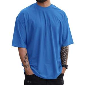 Camiseta de algodón naranja extragrande para hombre, cuello redondo, manga corta, color liso, informal, de punto. - Product Image 2