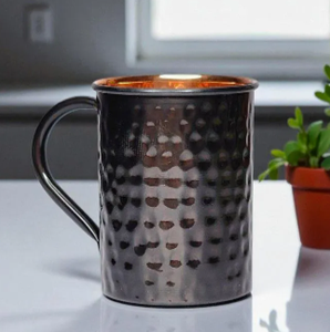 Taza Moscow Mule de Cobre con Diseño Martillado, Acabado Negro Antiguo, Asa Metálica, Estilo Vintage, Vajilla para el Hogar - Product Image 6
